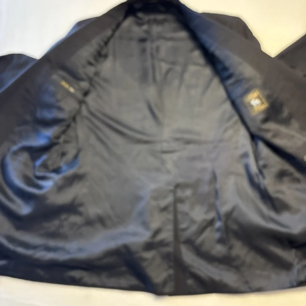 Hart Schaffner Marx Blazer Mens 46XL 100% Wool 2-Button Navy Blue Woven USA